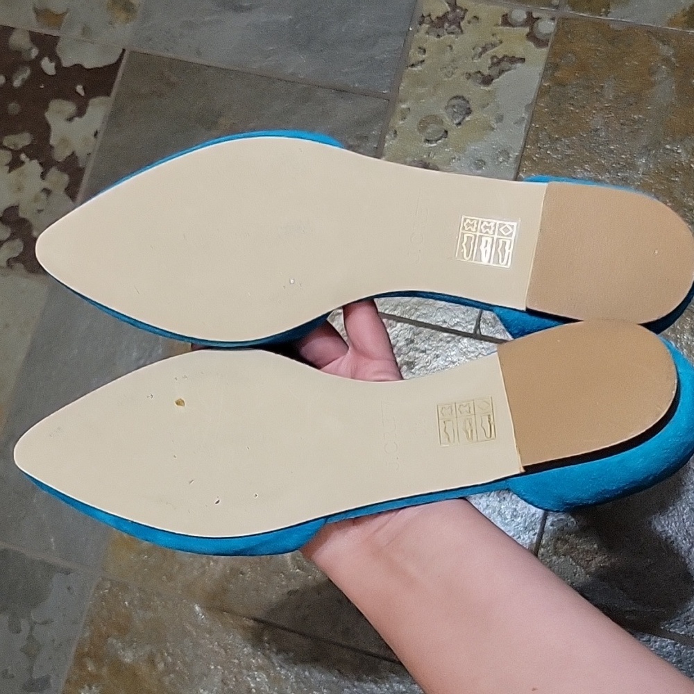 J. Crew | Suede d'Orsay Flats in Vivid Cerulean Ballet Office - Women's Size 8.5 - Picture 7 of 9